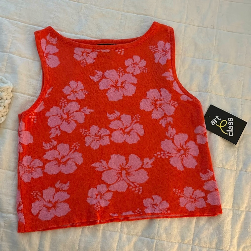 Cute Pink and Orange Vacation Crop Top